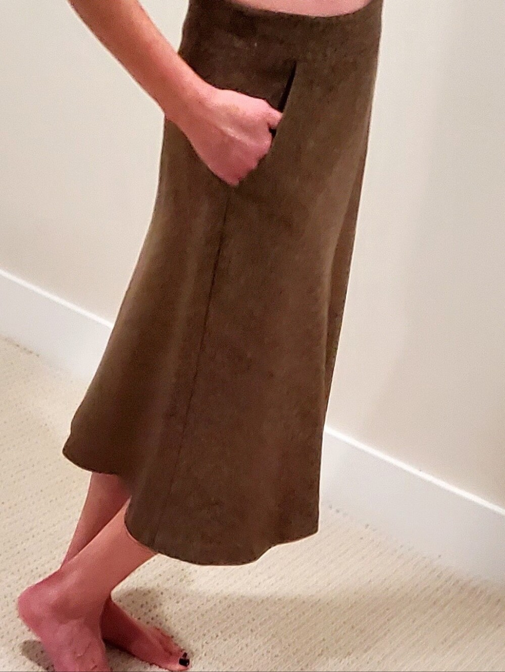 Theory Brown Fleck Donegal Tweed 98% Wool Midi ALine Skirt Pockets Sz 4 LIKE NEW - Picture 16 of 16